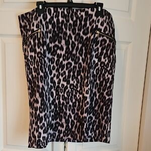 Alfani Animal Print Pencil Skirt - Black and Cream